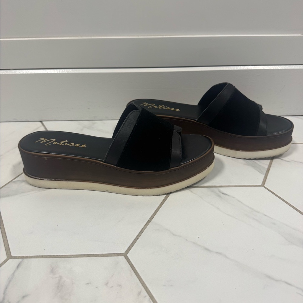 Coconuts Matisse‎ Suede Slide Wedges Black size 10